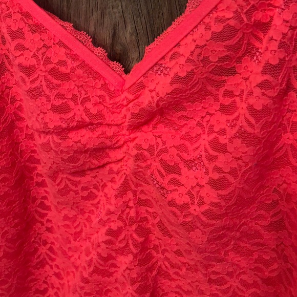 Aerie Coral Pink Lace Mesh Tank Size Medium - Picture 4 of 12